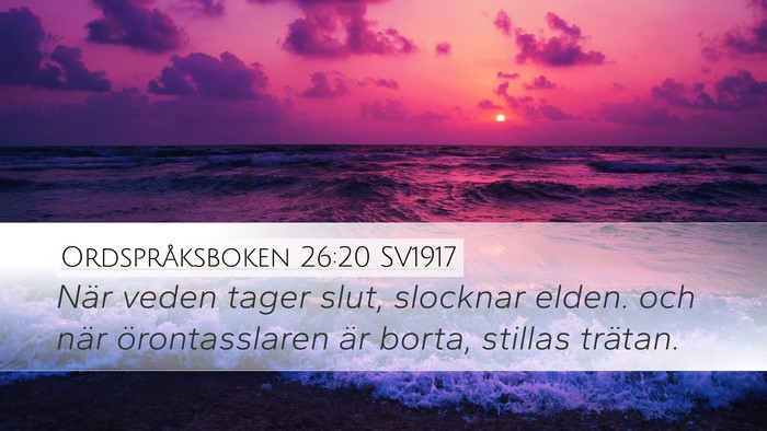 Ordspråksboken 26:20 SV1917 Bible Verse Image