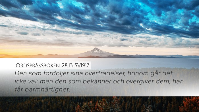 Ordspråksboken 28:13 SV1917 Bible Verse Image