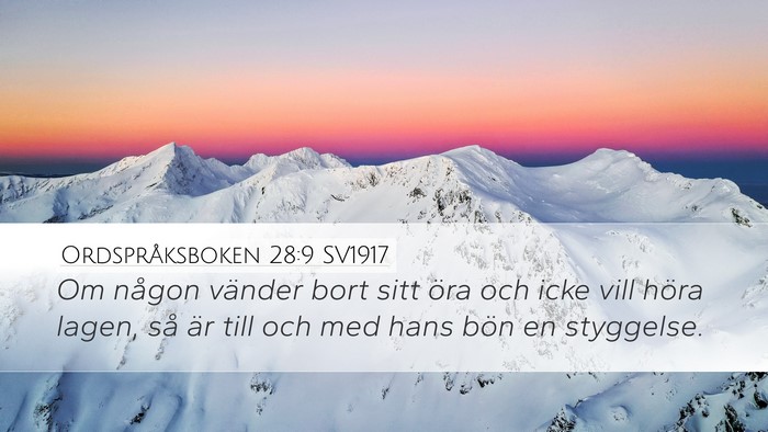 Ordspråksboken 28:9 SV1917 Bible Verse Image