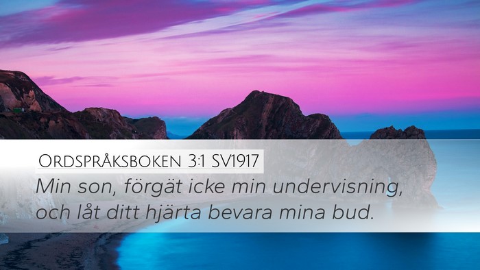 Ordspråksboken 3:1 SV1917 Bible Verse Image