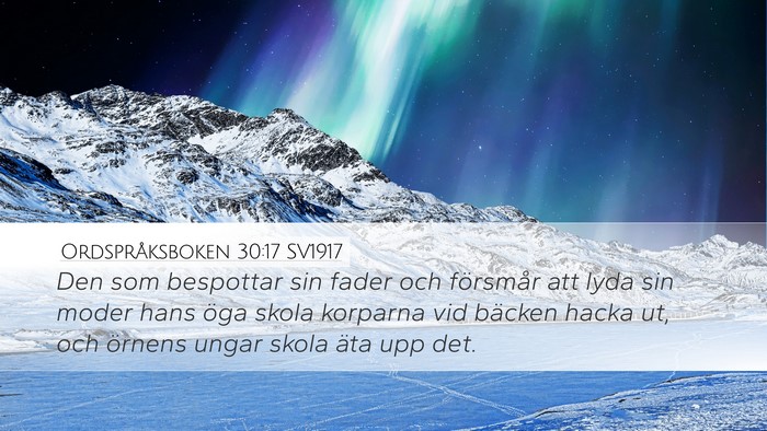 Ordspråksboken 30:17 SV1917 Bible Verse Image