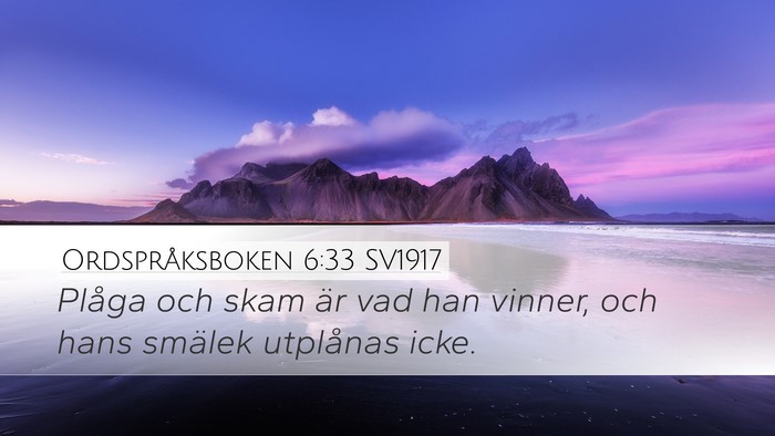 Ordspråksboken 6:33 SV1917 Bible Verse Image
