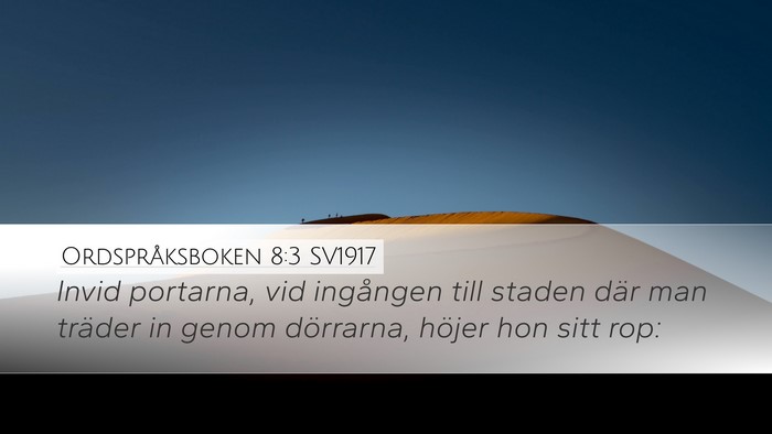Ordspråksboken 8:3 SV1917 Desktop Wallpaper - Invid portarna, vid ingången till staden där - Desktop Bible Verse Wallpaper