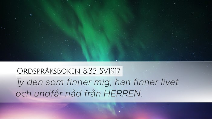 Ordspråksboken 8:35 SV1917 Bible Verse Image