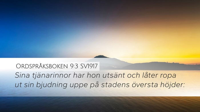 Ordspråksboken 9:3 SV1917 Bible Verse Image