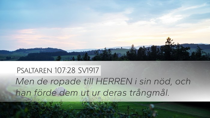 Psaltaren 107:28 SV1917 Bible Verse Image