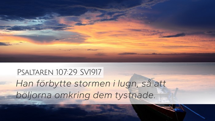 Psaltaren 107:29 SV1917 Bible Verse Image