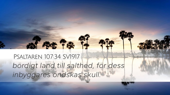 Psaltaren 107:34 SV1917 Bible Verse Image