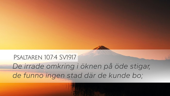 Psaltaren 107:4 SV1917 Bible Verse Image
