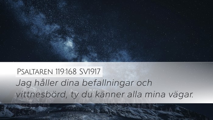 Psaltaren 119:168 SV1917 Desktop Wallpaper - Jag håller dina befallningar och vittnesbörd, - Desktop Bible Verse Wallpaper