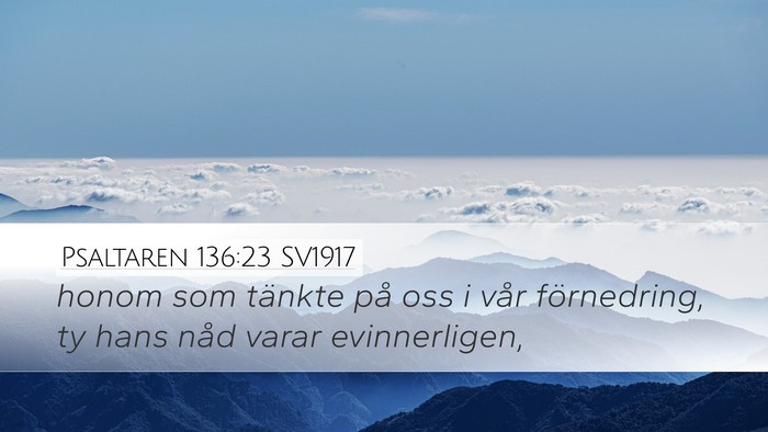 Psaltaren 136:23 SV1917 Bible Verse Image