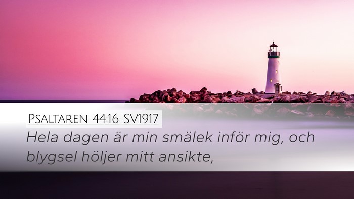 Psaltaren 44:16 SV1917 Bible Verse Image