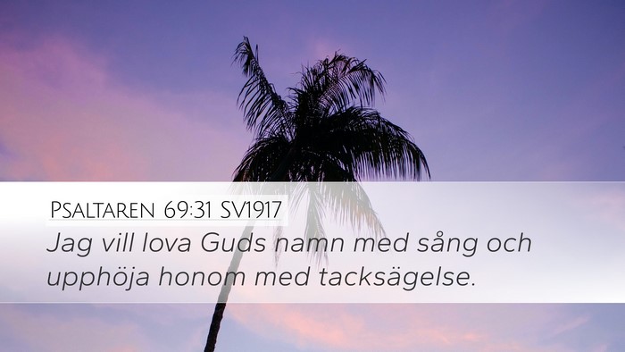 Psaltaren 69:31 SV1917 Desktop Wallpaper - Jag vill lova Guds namn med sång och upphöja - Desktop Bible Verse Wallpaper