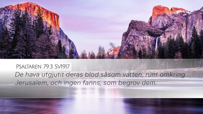 Psaltaren 79:3 SV1917 Desktop Wallpaper - De hava utgjutit deras blod såsom vatten, runt - Desktop Bible Verse Wallpaper