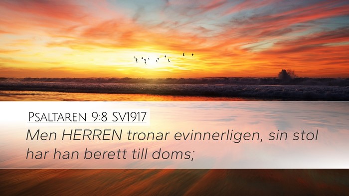 Psaltaren 9:8 SV1917 Bible Verse Image