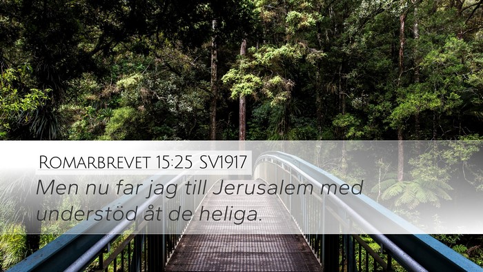 Romarbrevet 15:25 SV1917 Bible Verse Image