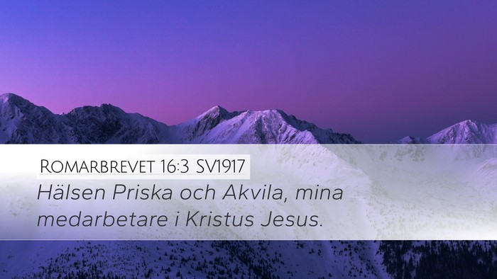 Romarbrevet 16:3 SV1917 Bible Verse Image