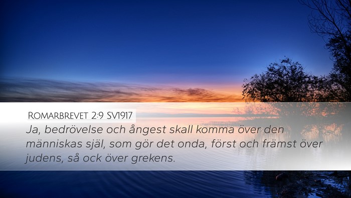 Romarbrevet 2:9 SV1917 Bible Verse Image