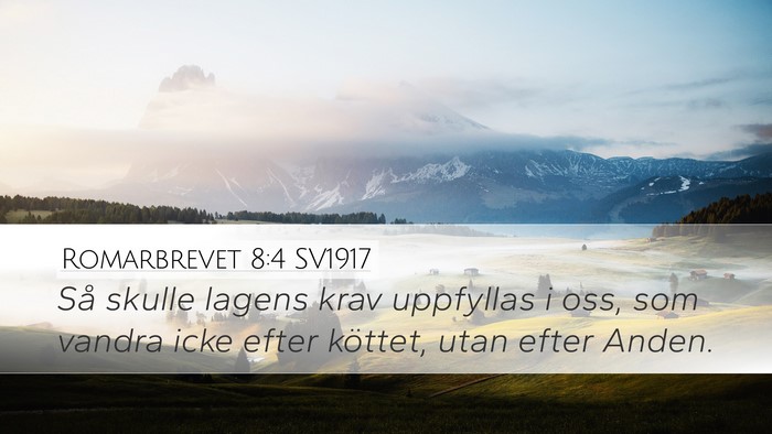 Romarbrevet 8:4 SV1917 Bible Verse Image