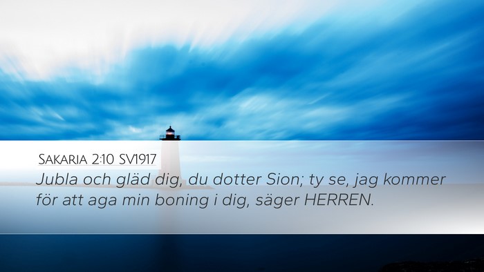 Sakaria 2:10 SV1917 Bible Verse Image