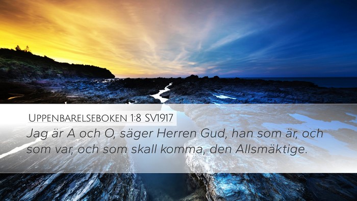 Uppenbarelseboken 1:8 SV1917 Bible Verse Image