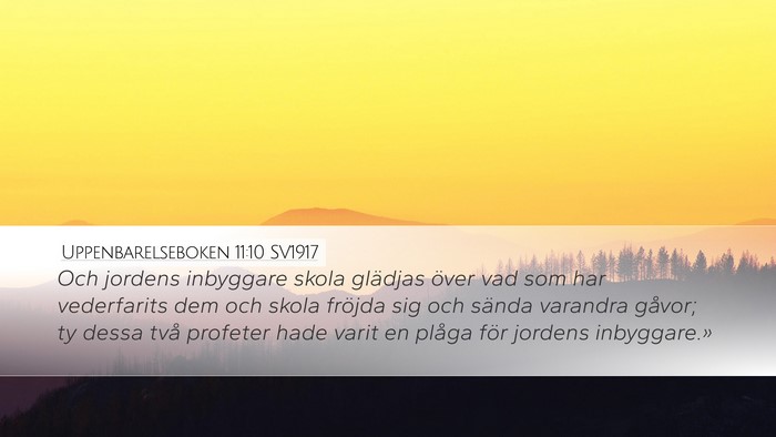Uppenbarelseboken 11:10 SV1917 Bible Verse Image