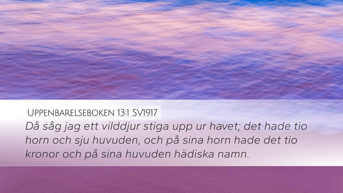 Uppenbarelseboken 13:1 SV1917 Bible Verse Image