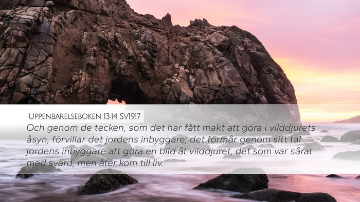 Uppenbarelseboken 13:14 SV1917 Bible Verse Image