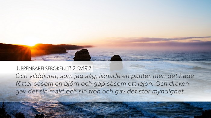 Uppenbarelseboken 13:2 SV1917 Bible Verse Image