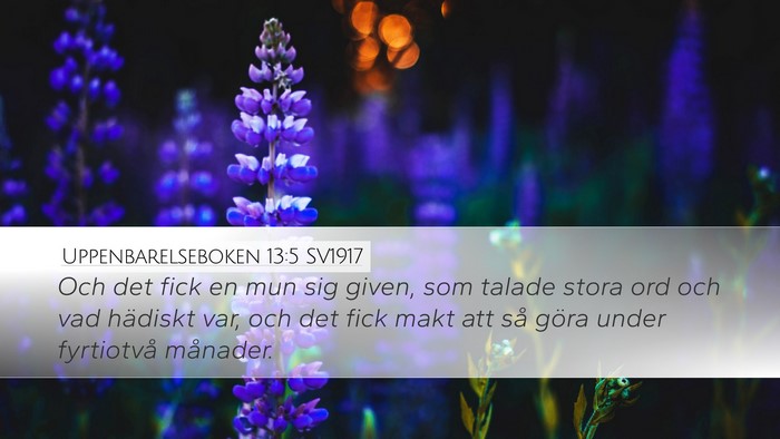 Uppenbarelseboken 13:5 SV1917 Bible Verse Image