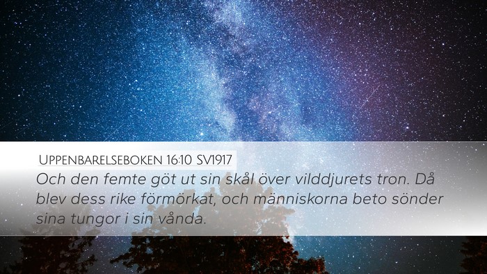 Uppenbarelseboken 16:10 SV1917 Bible Verse Image