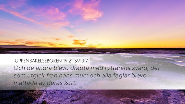 Uppenbarelseboken 19:21 SV1917 Bible Verse Image