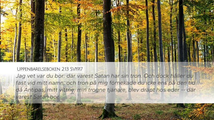 Uppenbarelseboken 2:13 SV1917 Bible Verse Image