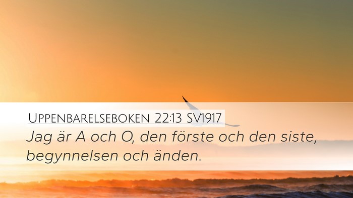Uppenbarelseboken 22:13 SV1917 Bible Verse Image