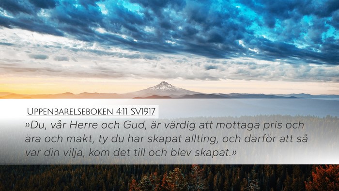Uppenbarelseboken 4:11 SV1917 Bible Verse Image