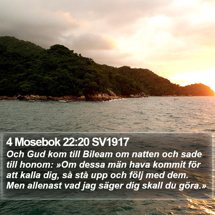 4 Mosebok 22:20 SV1917 - Och Gud kom till Bileam om natten och sade till - Bible Verse Picture