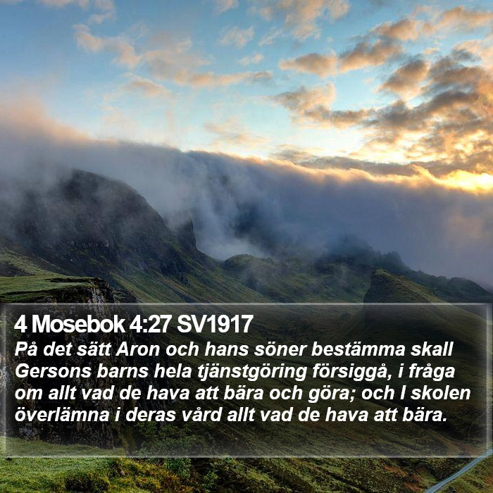 4 Mosebok 4:27 SV1917 - På det sätt Aron och hans söner bestämma - Bible Verse Picture