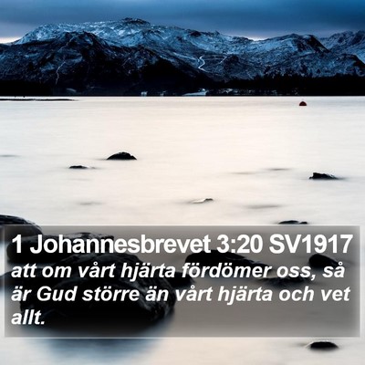 1 Johannesbrevet 3:20 SV1917 Bible Verse Image