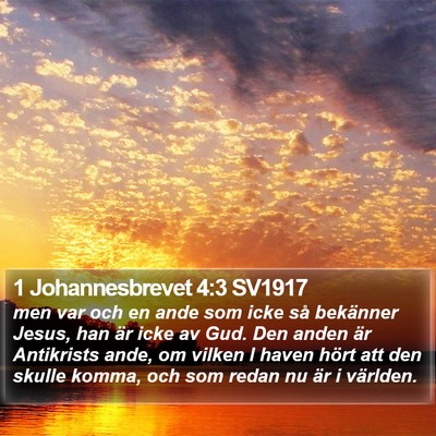 1 Johannesbrevet 4:3 SV1917 Bible Verse Image