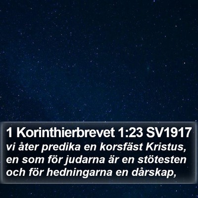 1 Korinthierbrevet 1:23 SV1917 Bible Verse Image