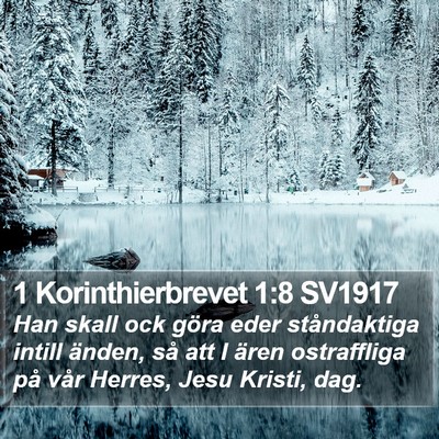 1 Korinthierbrevet 1:8 SV1917 Bible Verse Image