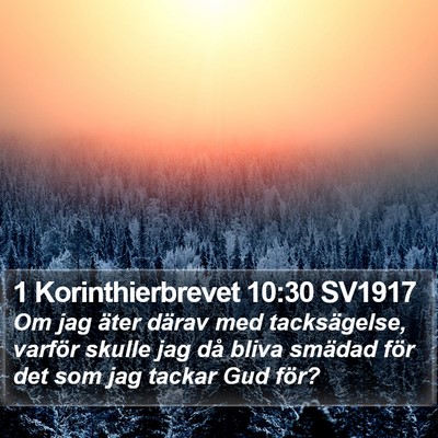 1 Korinthierbrevet 10:30 SV1917 Bible Verse Image