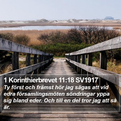 1 Korinthierbrevet 11:18 SV1917 Bible Verse Image