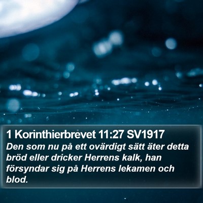 1 Korinthierbrevet 11:27 SV1917 Bible Verse Image