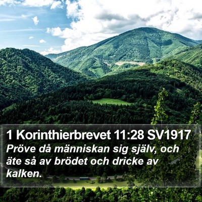 1 Korinthierbrevet 11:28 SV1917 Bible Verse Image