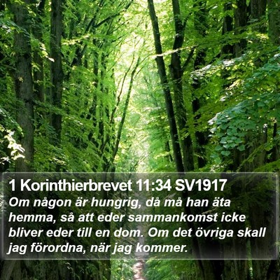 1 Korinthierbrevet 11:34 SV1917 Bible Verse Image