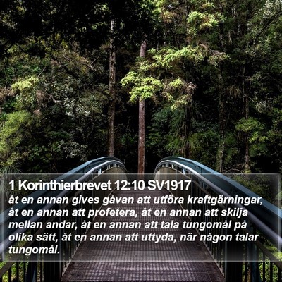 1 Korinthierbrevet 12:10 SV1917 Bible Verse Image
