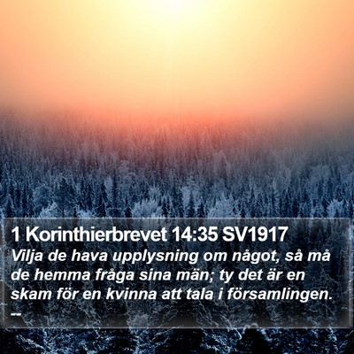 1 Korinthierbrevet 14:35 SV1917 Bible Verse Image