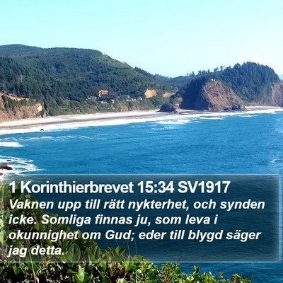 1 Korinthierbrevet 15:34 SV1917 Bible Verse Image