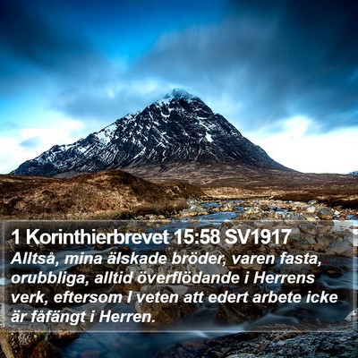 1 Korinthierbrevet 15:58 SV1917 Bible Verse Image